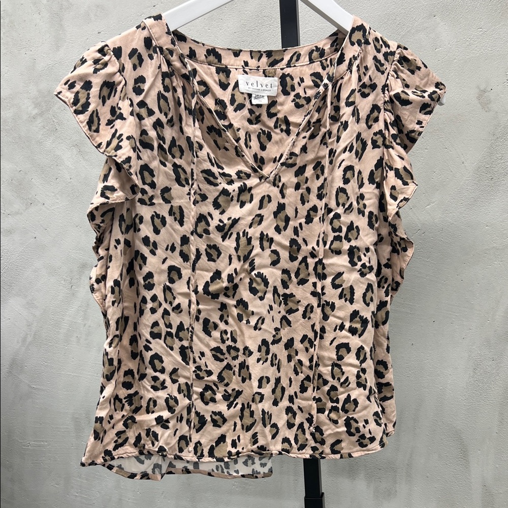 Velvet pink Leopard Print Blouse
